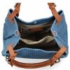 Stylowa Torebka Skórzana Shopper Bag Jeansowa